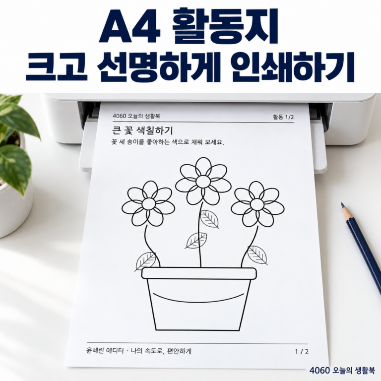A4 활동지 크게 인쇄하는 법 | 작은 도안·잘림 해결하기